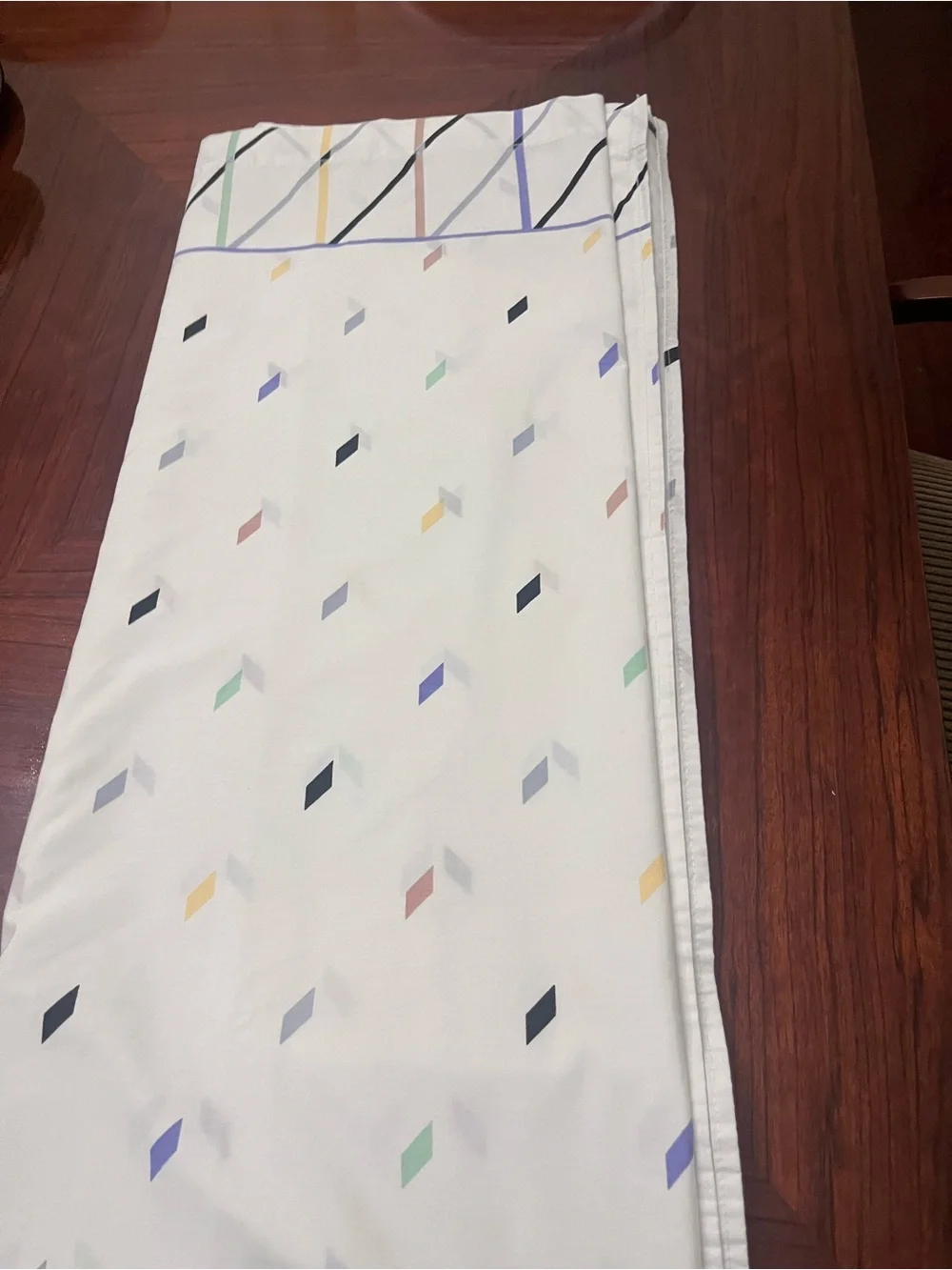 Vintage Canon Percale King size Flat sheet with Pastel Geometric Accents